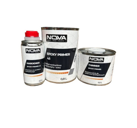 NOVA EPOXY PRIMER 4:1 - Podkład epoksydowy antykorozyjny + utwardzacz, 1.0L (szary)