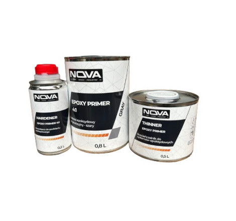 NOVA EPOXY PRIMER 4:1 - Podkład epoksydowy antykorozyjny + utwardzacz, 1.0L (szary)