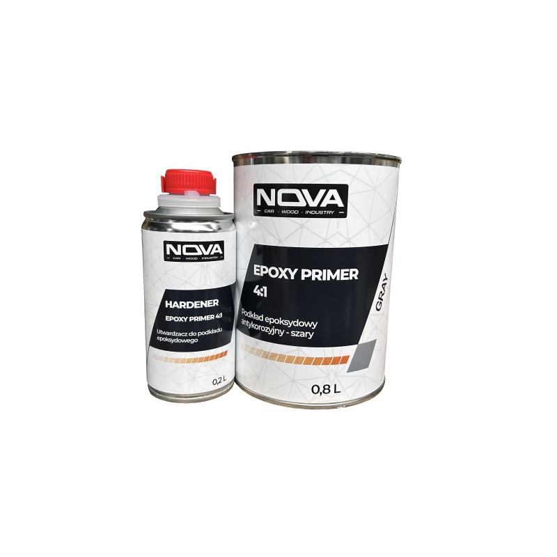 NOVA EPOXY PRIMER 4:1 - Podkład epoksydowy antykorozyjny + utwardzacz, 1.0L (szary)