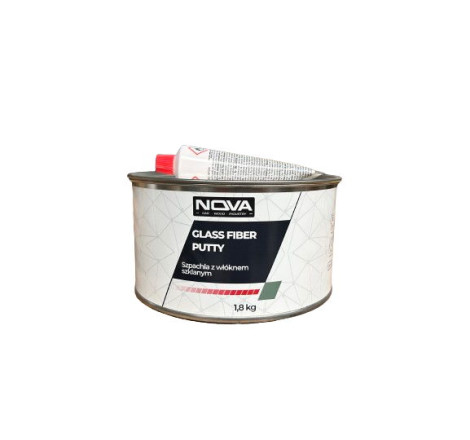 NOVA GLASS FIBER PUTTY - Szpachla z włóknem szklanym + utwardzacz, 1.8kg (zielonoszary)