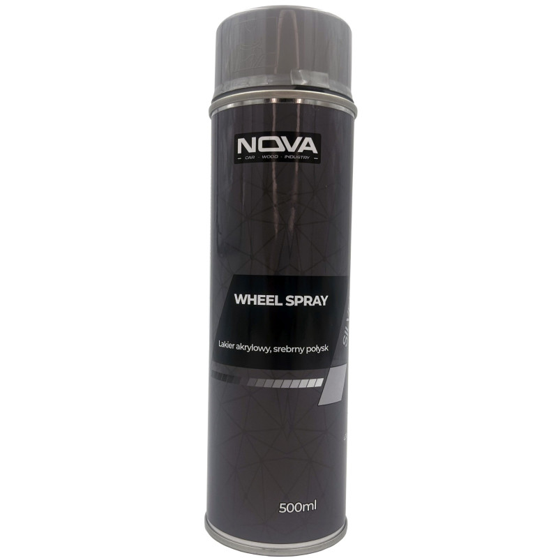 NOVA WHEEL SPRAY - Lakier akrylowy, srebrny połysk, 500ml (do felg)