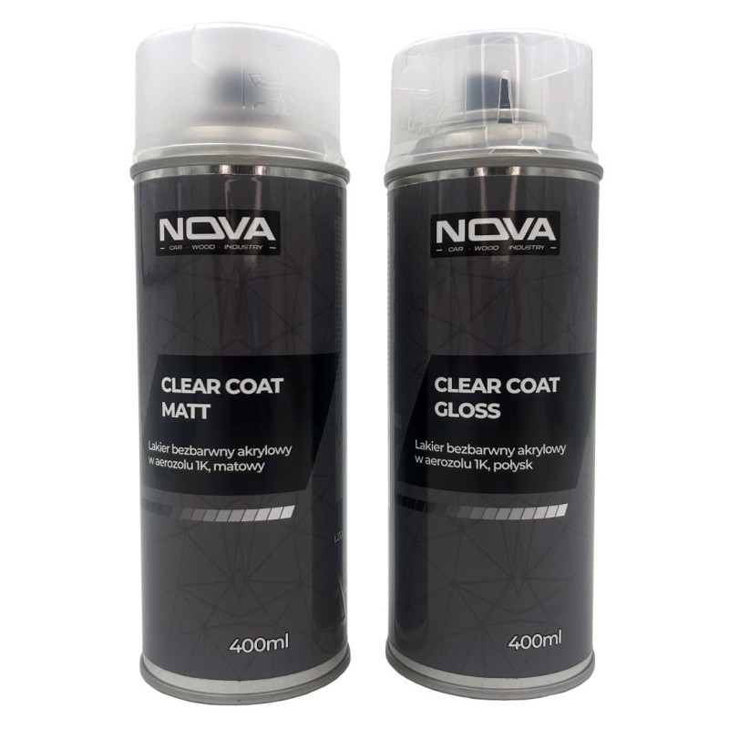 NOVA CLEAR COAT - Lakier bezbarwny akrylowy w aerozolu 1K, 400ml (matowy/połysk)