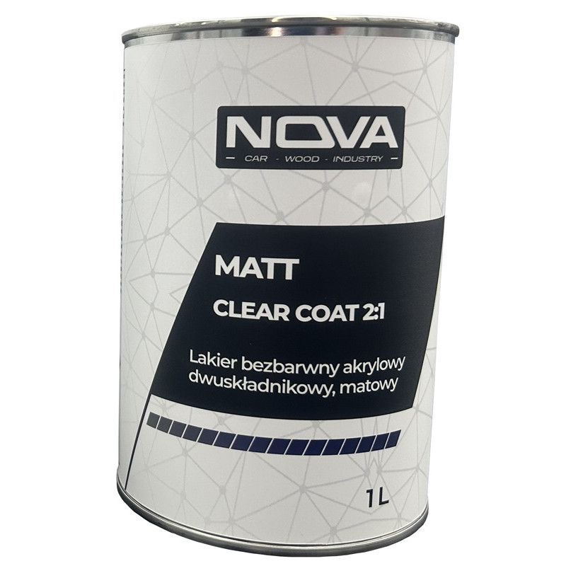 NOVA MATT 2:1 CLEAR COAT - Lakier bezbarwny akrylowy dwuskładnikowy, matowy 1.0L