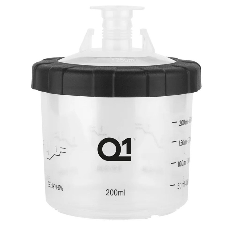 Q1 - Paint Cup System - Zestaw kubków jednorazowych 200ml, 125µm + kubek twardy